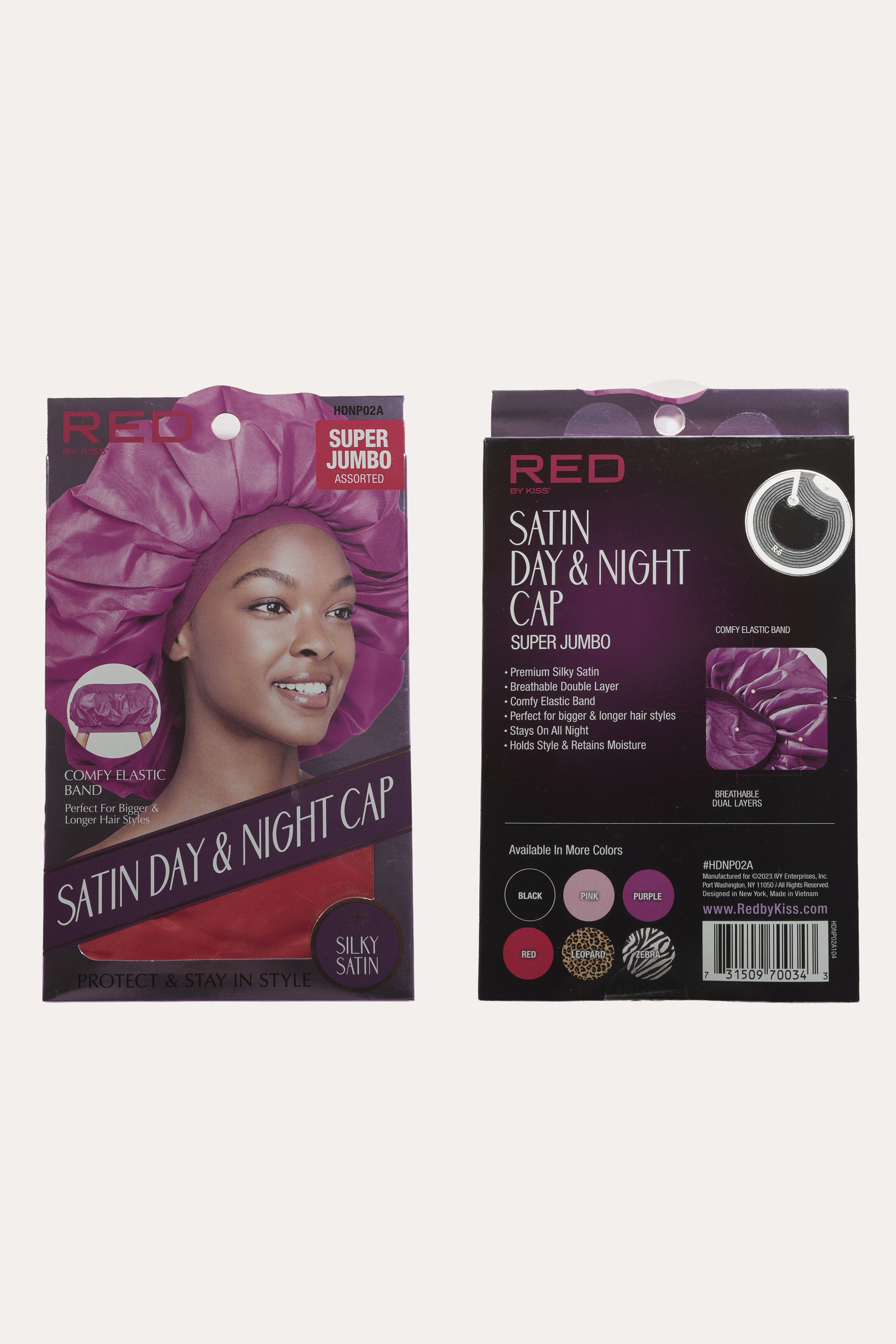 RED SATIN DAY&NIGHT CAP CAP SUPERJUMBO