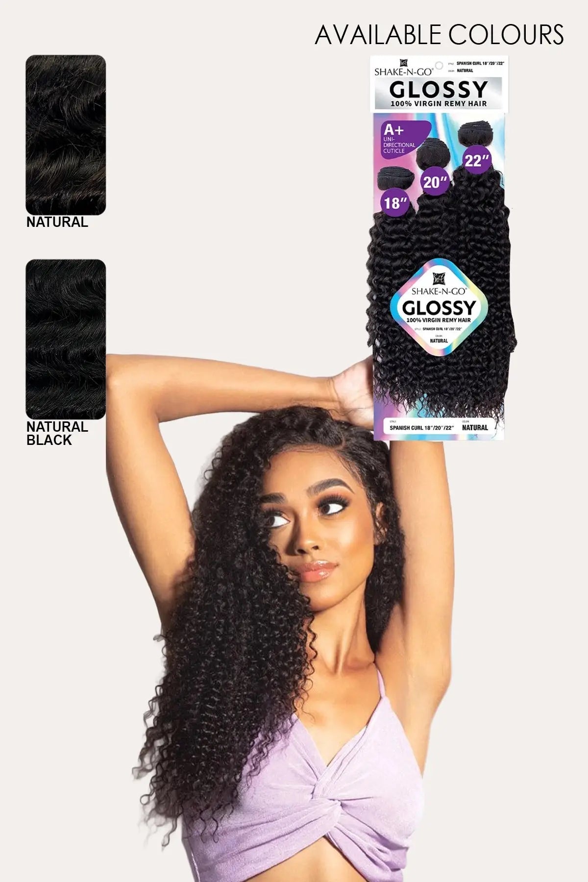 SHAKE N GO GLOSSY 100% VIRGIN REMY HAIR SPANISH CURL