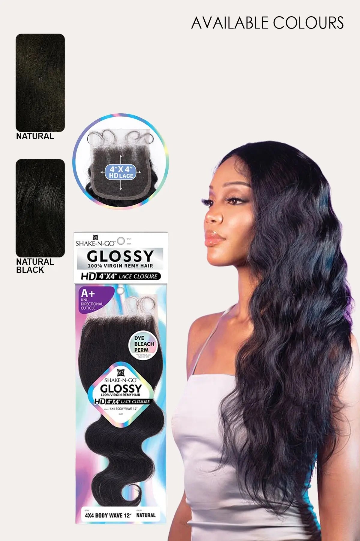 SHAKE N GO GLOSSY 4X4 HD LACE CLOSURE 12" - BODY WAVE
