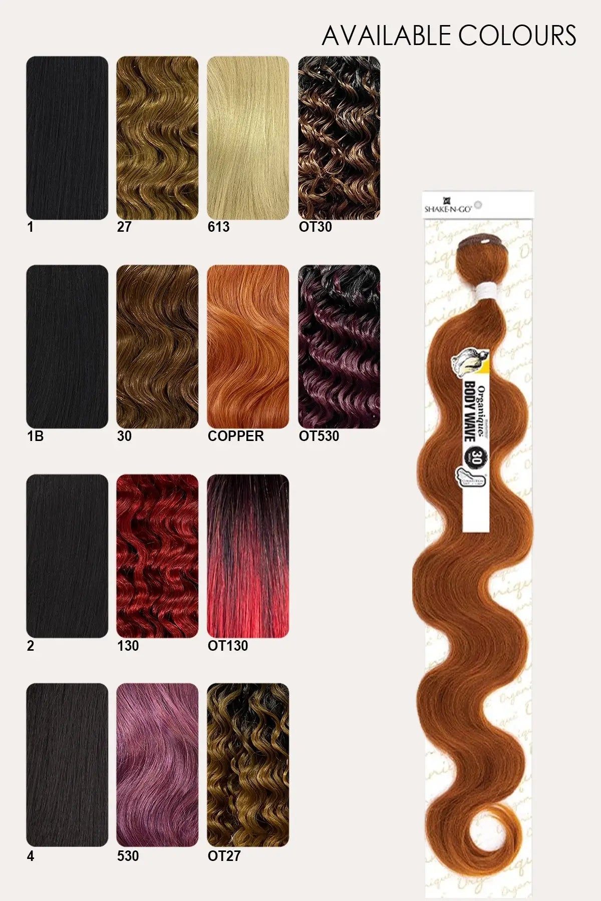 SHAKE N GO ORGANIQUE MASTERMIX WEAVE - BODY WAVE 30"