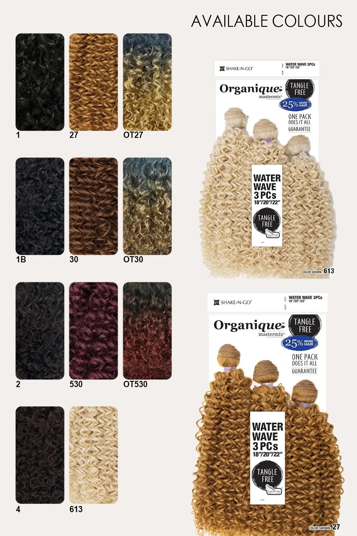 SHAKE N GO ORGANIQUE WATER WAVE 18"20"22"