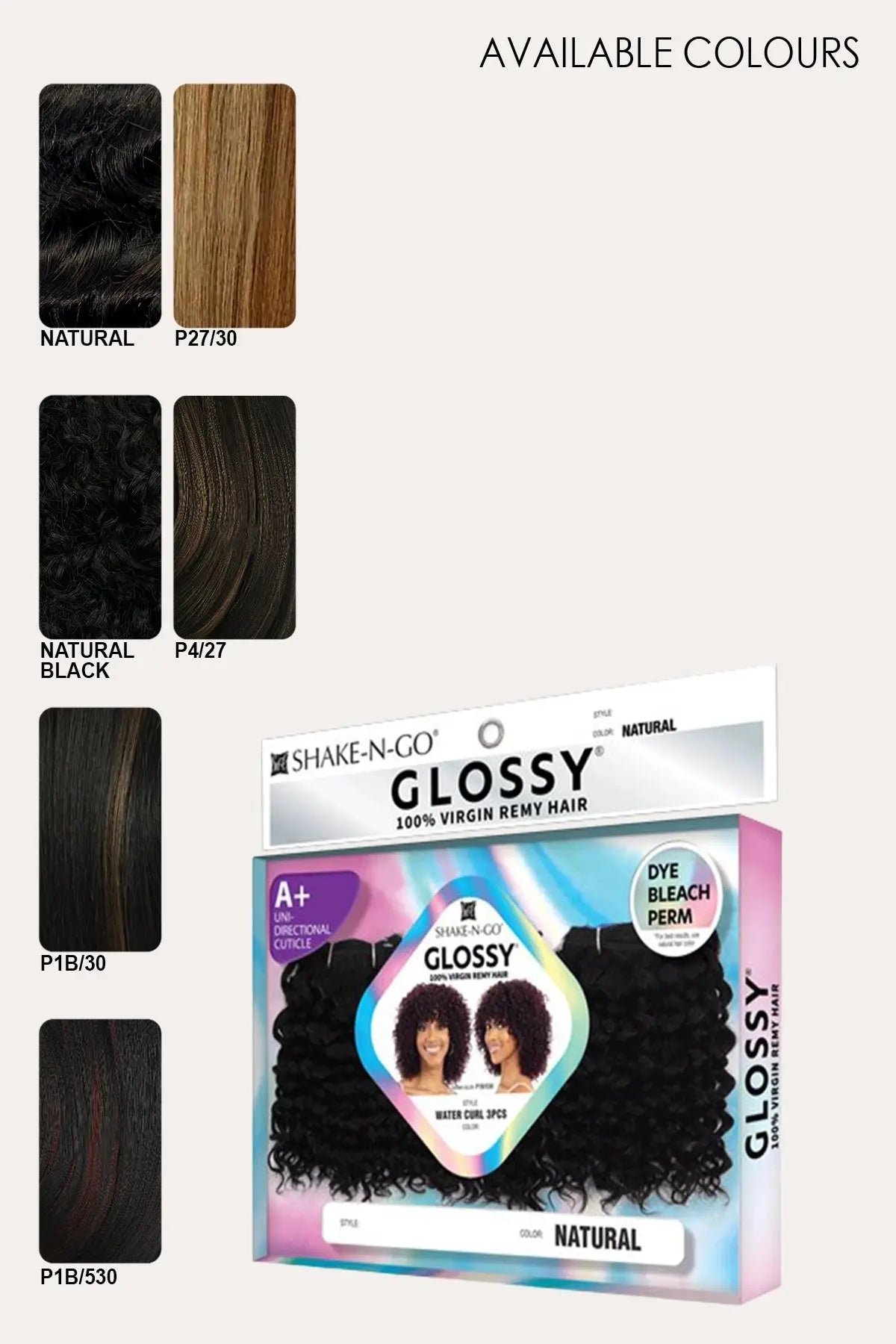 SHAKE N GO VIRGIN REMY HAIR WEAVE GLOSSY - WATER CURL 3 PIÈCES