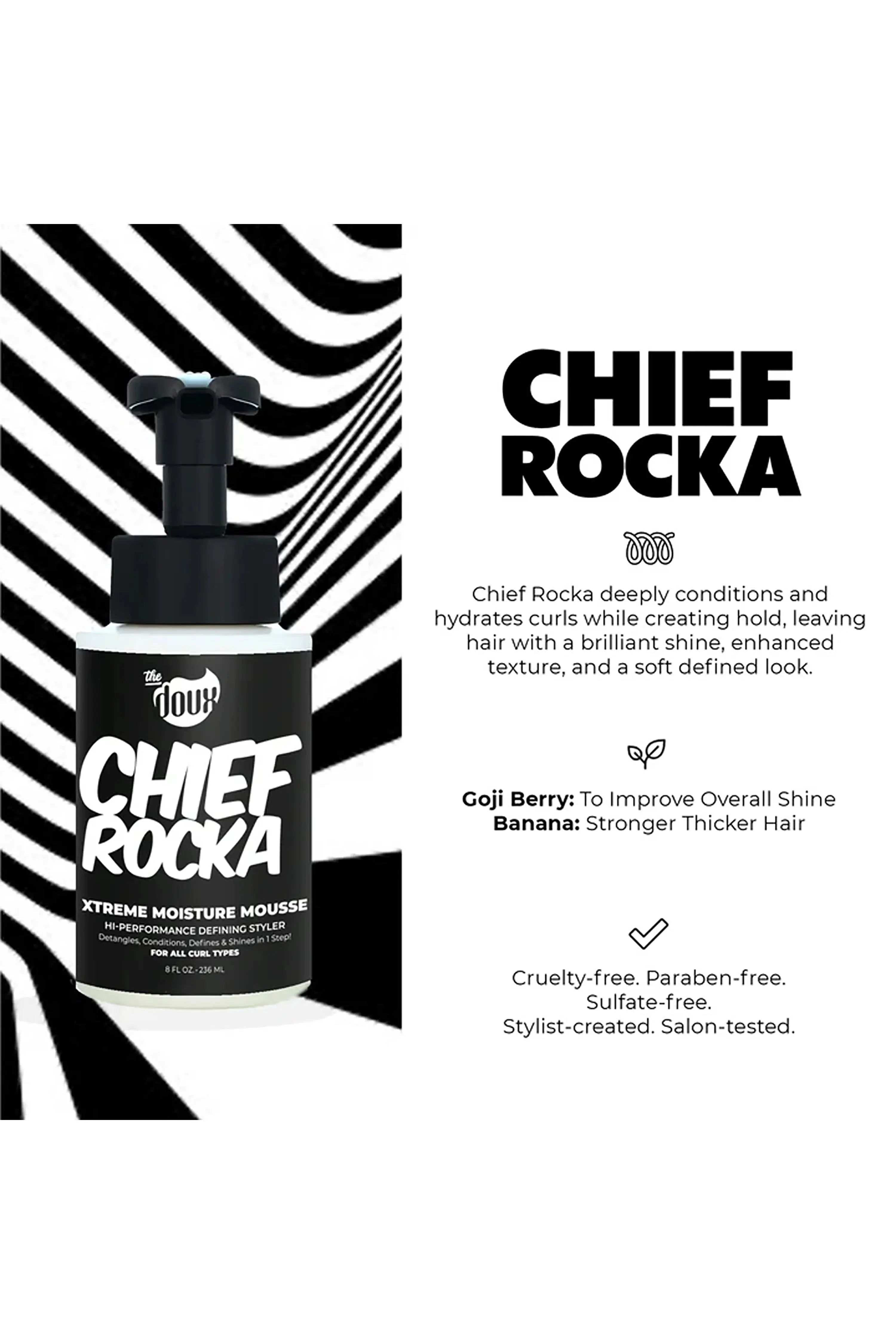 THE DOUX CHIEF ROCKA XTREME HOLD MOUSSE 8oz THE DOUX