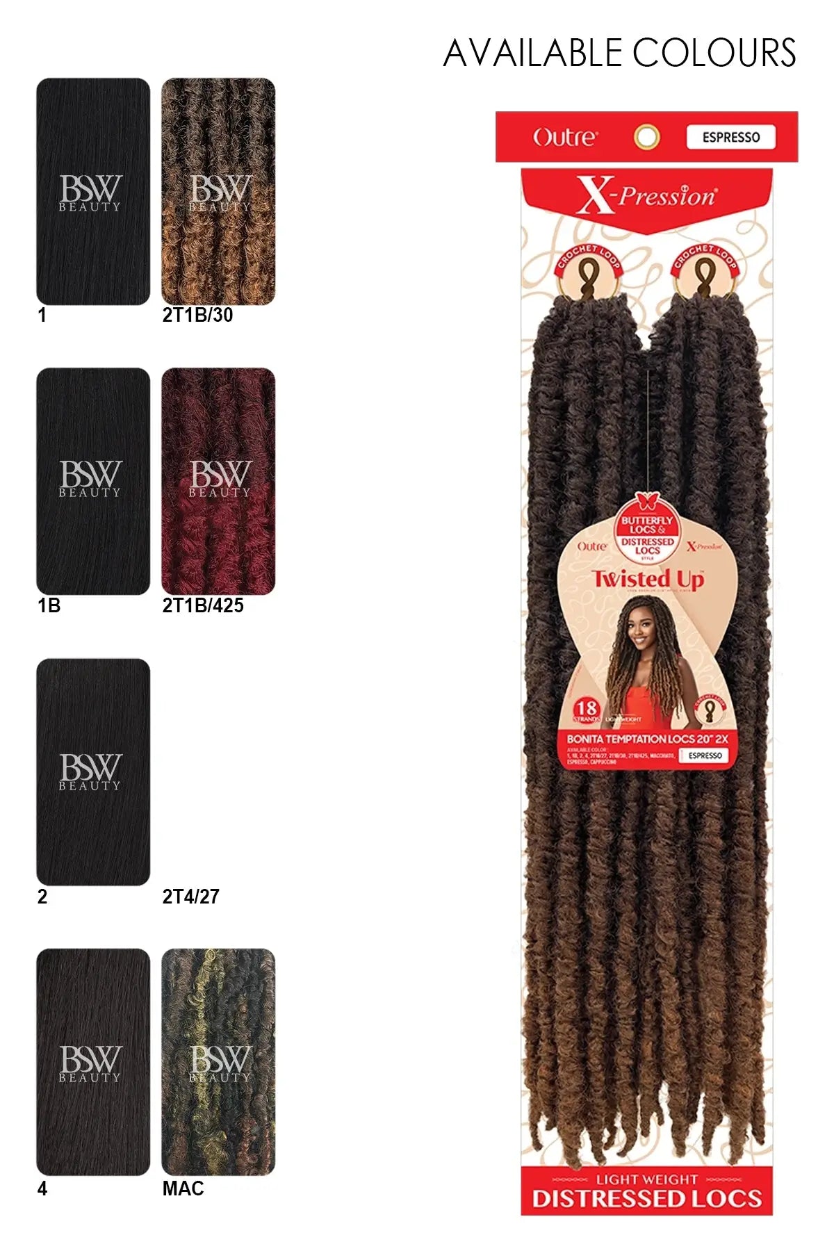 OUTRE X-PRESSION TWISTED UP CROCHET BRAID 2X BONITA TEMPTATION LOCS 20" - BSW BEAUTY CANADA