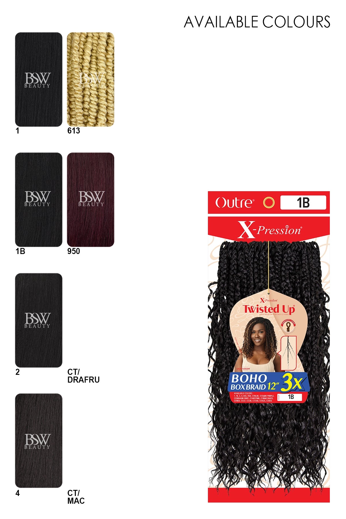 OUTRE X-PRESSION TWISTED UP - BOHO BOX BRAID 12" 3X - BSW BEAUTY CANADA