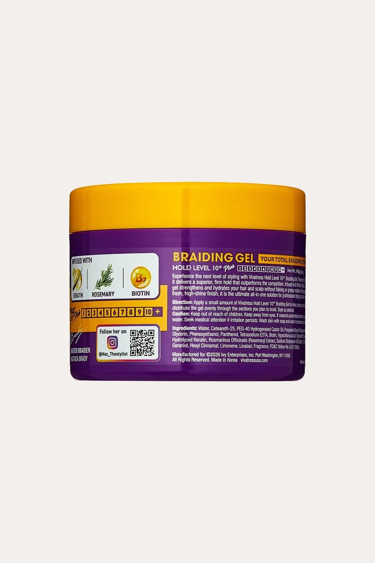 VIVATRESS POWER LOCK HOLD BRAIDING GEL - LEVEL 10+ HOLD 5oz VIVATRESS