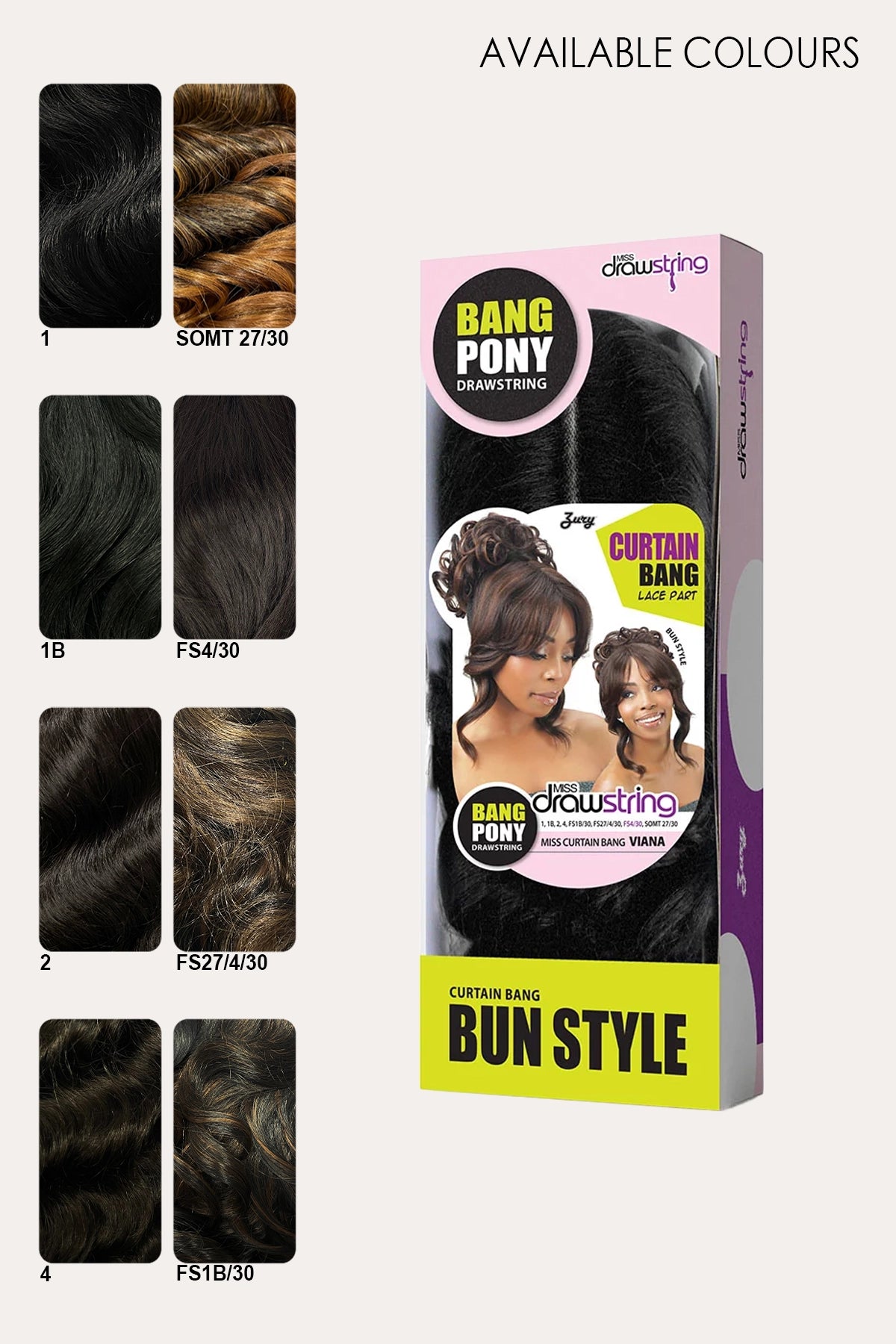 ZURY MISS DRAWSTRING BUN CURTAIN BANG - VIANA