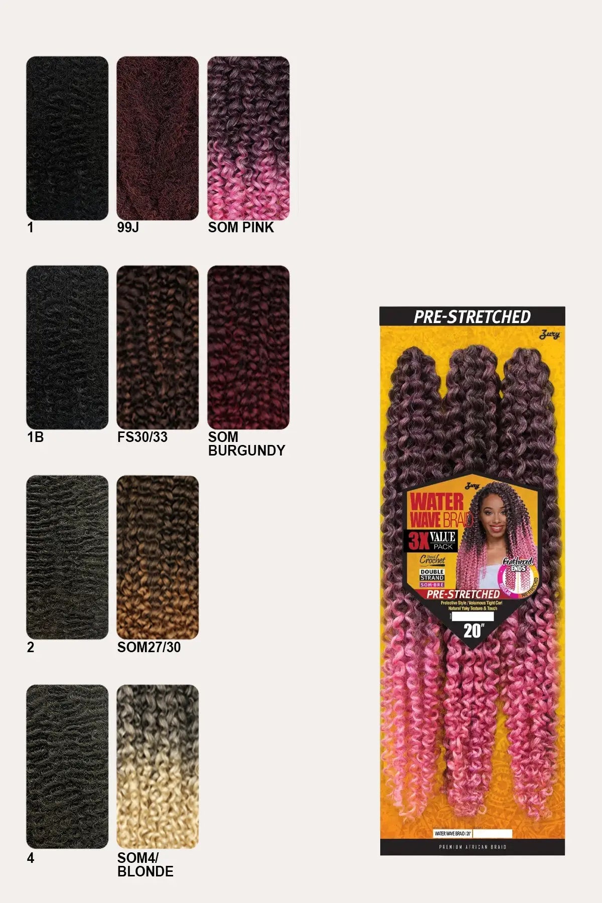 ZURY 3X PRE-STRETCHED - WATER WAVE BRAID 20