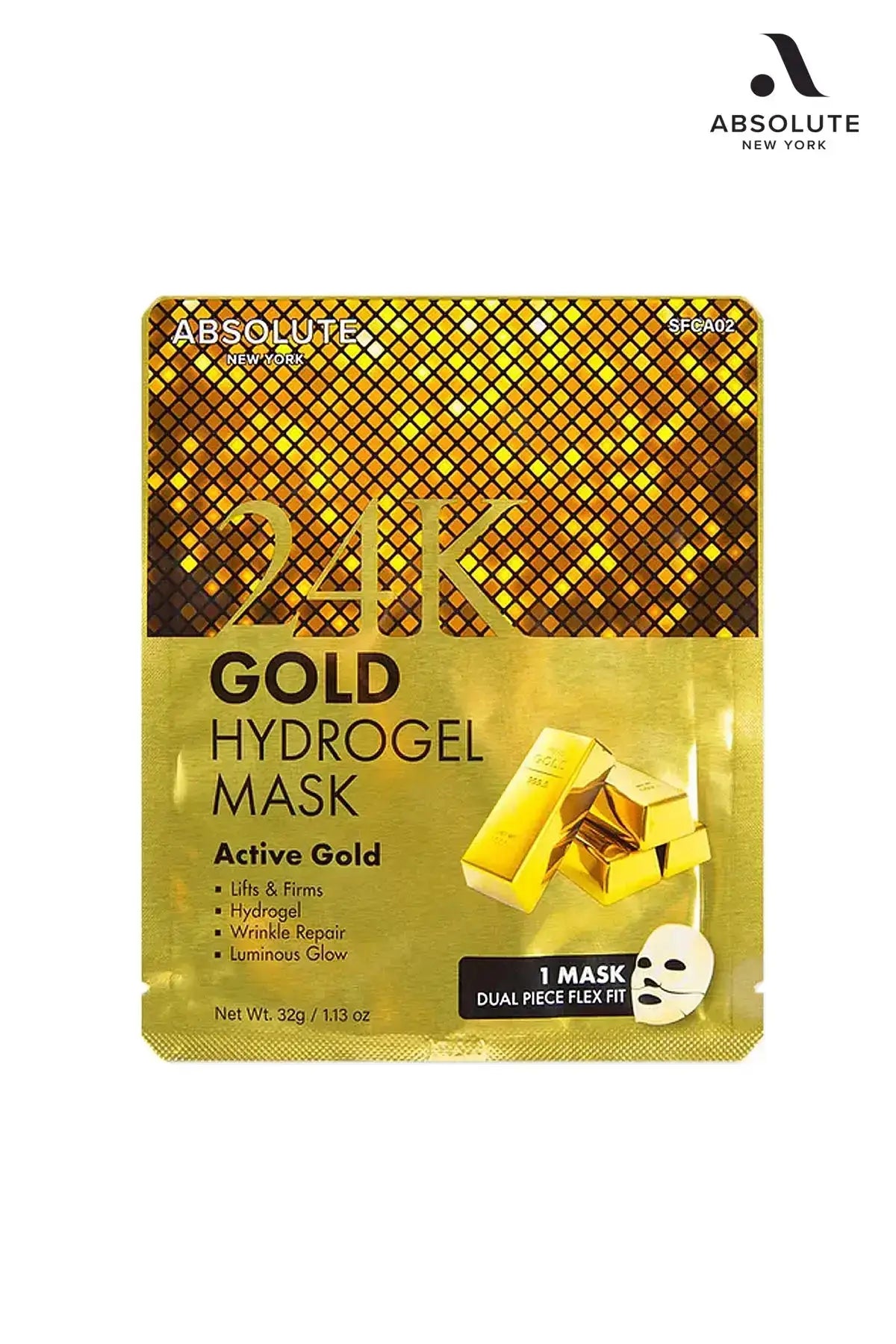 ABSOLUTE NEW YORK 24K GOLD HYDROGEL MASKㅣINSTANT GLOW MASKㅣFIRMING AND ...