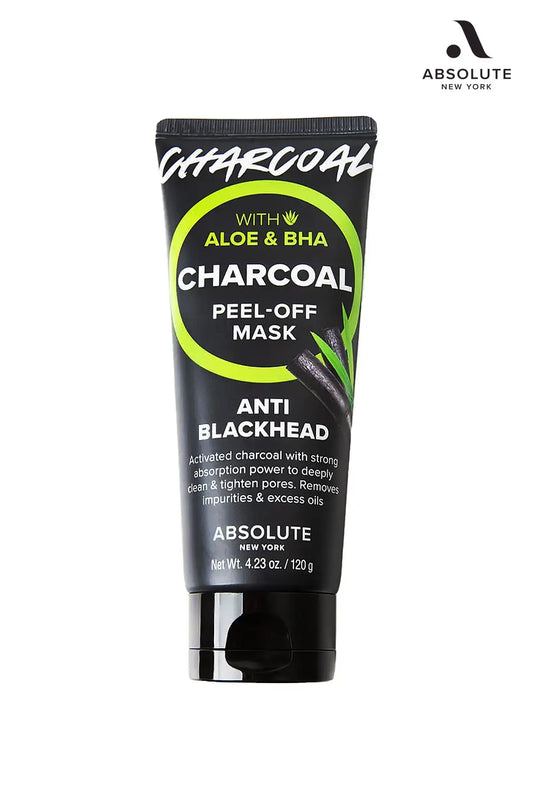 “Absolute New York Charcoal Peel-Off Mask Anti Blackhead, Deep Cleansing Mask for OILY SKIN, 120g tube front view.”