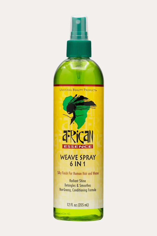 African Essence Weave Spray 6 in 1 detangler spray for tangled hair, 12 fl oz (355 mL) bottle front view