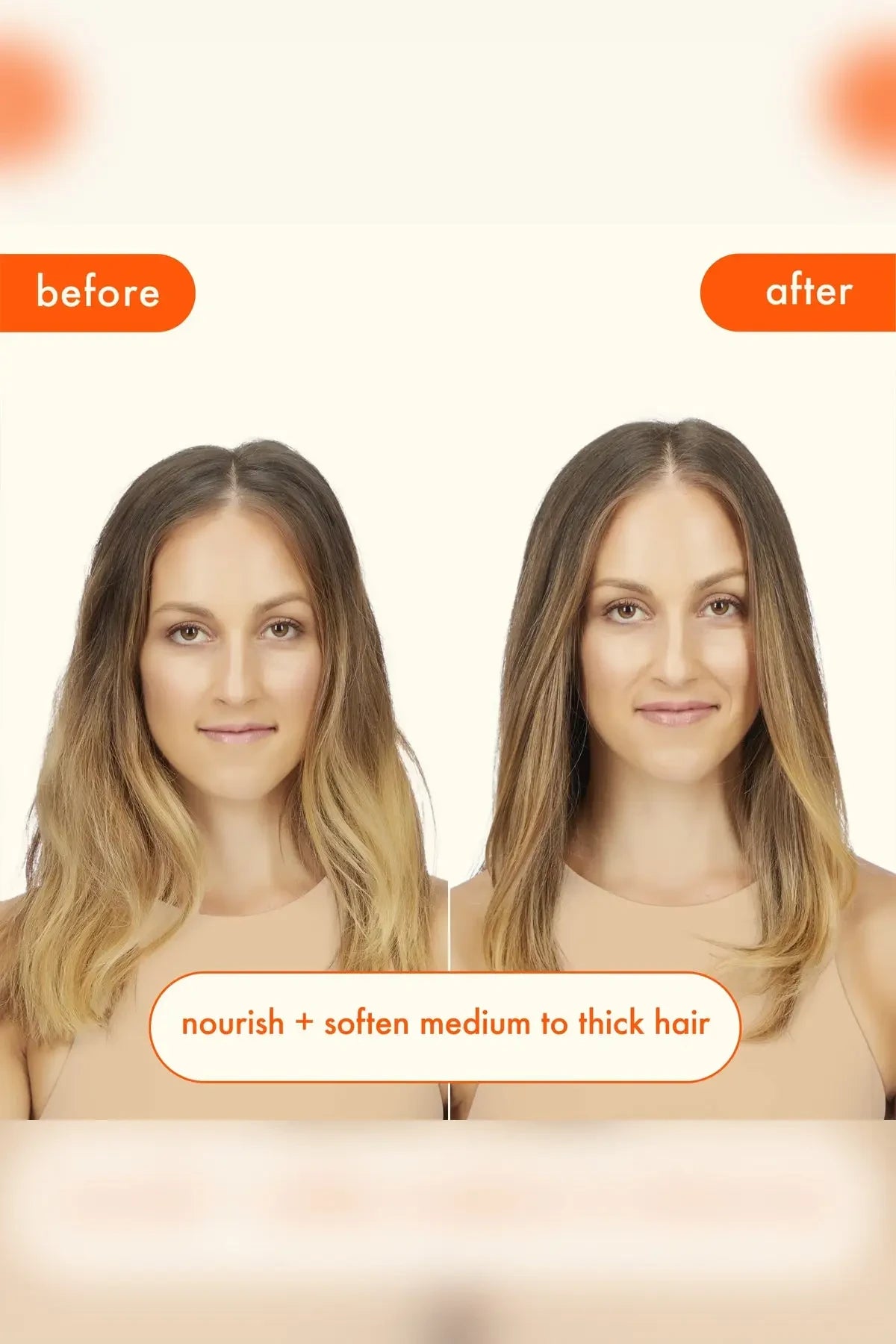 Blonde hair transformation showing soft and healthy results from the Amika Normcore medium to thick hair routine.