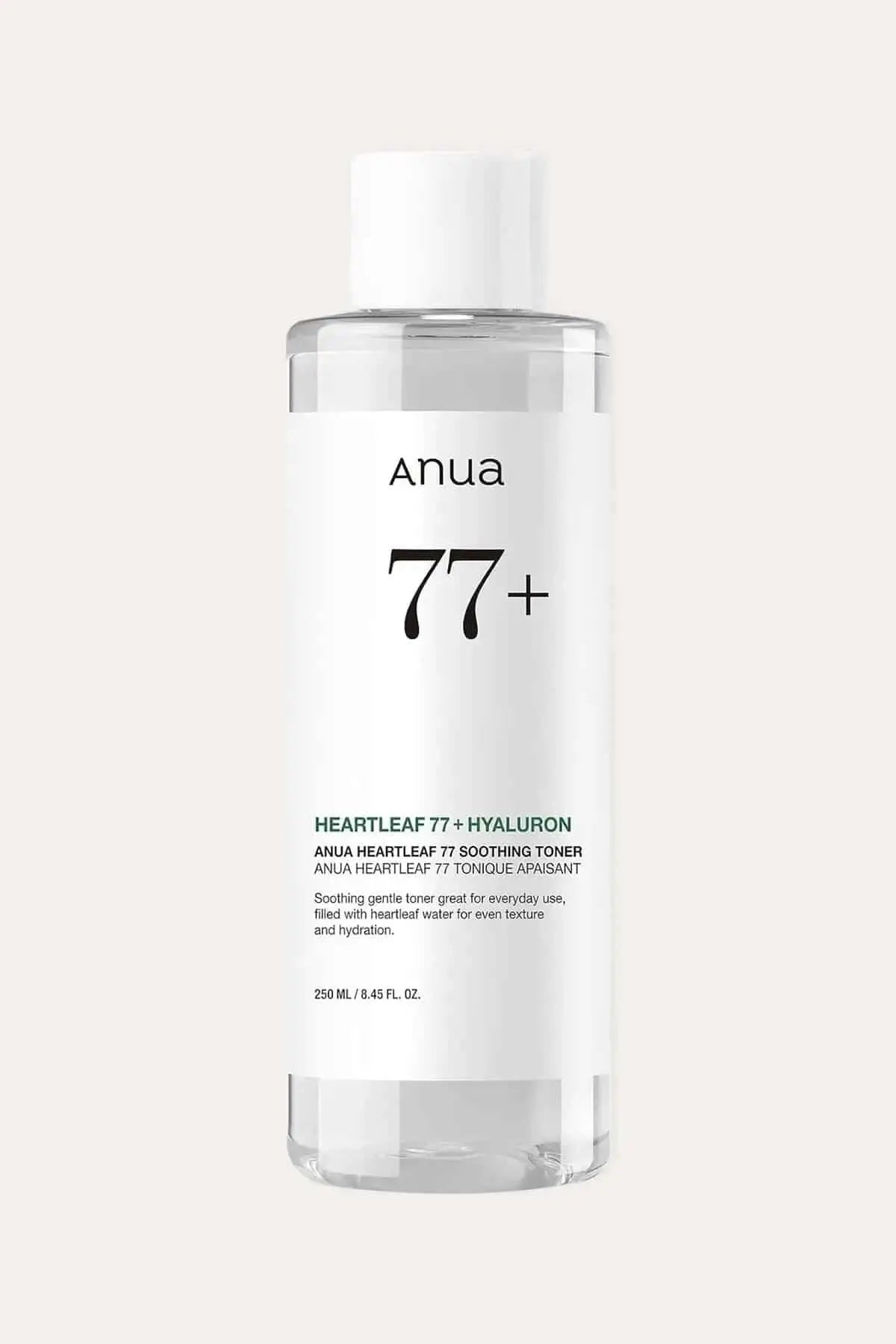 Anua Heartleaf 77% Soothing Toner bottle, widely recognized as the best toner for acne prone skin due to its calming properties.