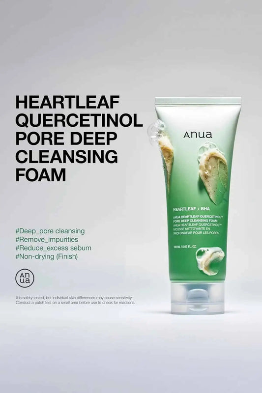 Texture swatches of the Anua Heartleaf + BHA foam, an ideal cleanser for oily skin that removes impurities and excess sebum.