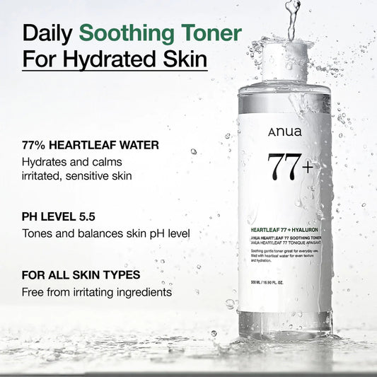 Infographic showing Anua Toner's pH 5.5 balance, acting as a perfect hydrating toner for oily skin to maintain oil-water levels.