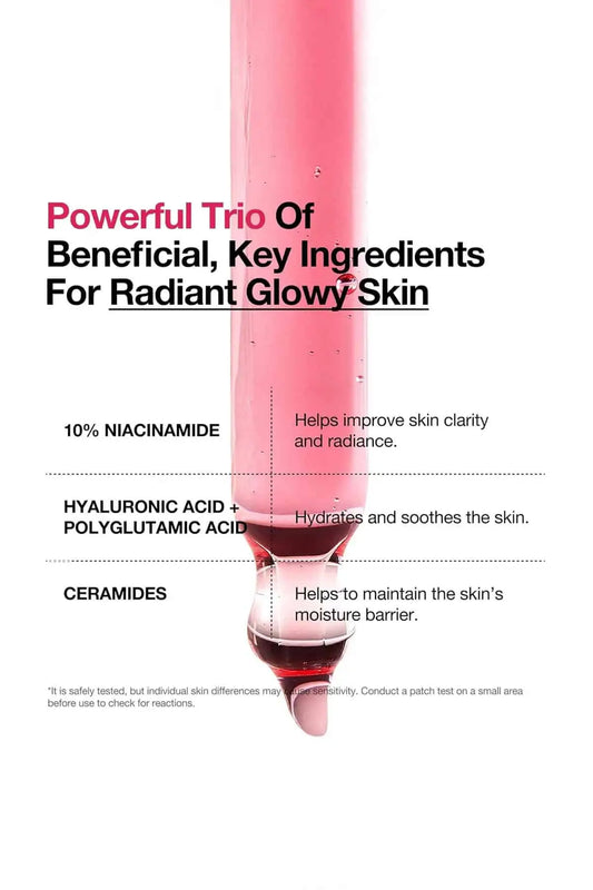 Infographic of a powerful Tranexamic Acid Serum formula including 10% Niacinamide, Hyaluronic Acid, and Ceramides for barrier support.