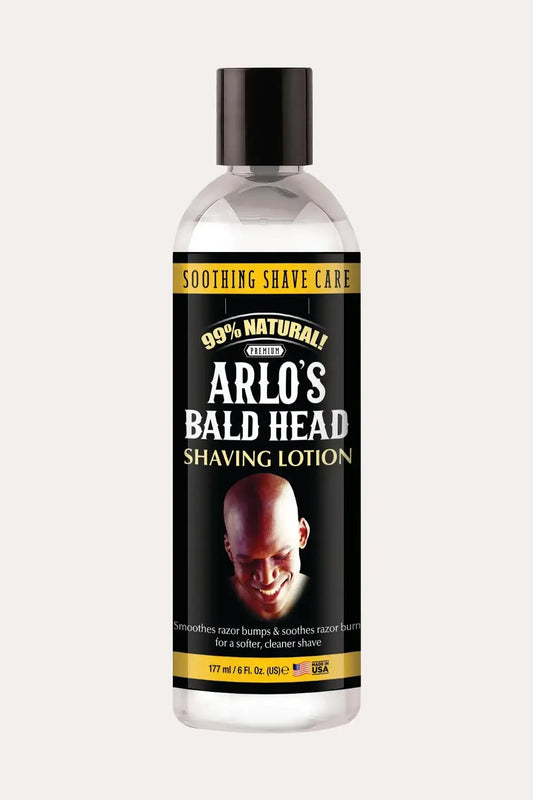 ARLO’S Bald Head Shaving Lotion 6 fl oz (177 ml) bottle, best shaving cream for bald head, front label view