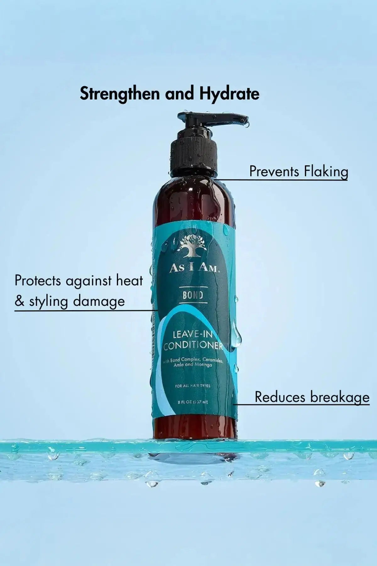 Front view of As I Am Bond Conditioner (8 fl oz), a premium Lightweight Leave-In conditioner for all hair types.