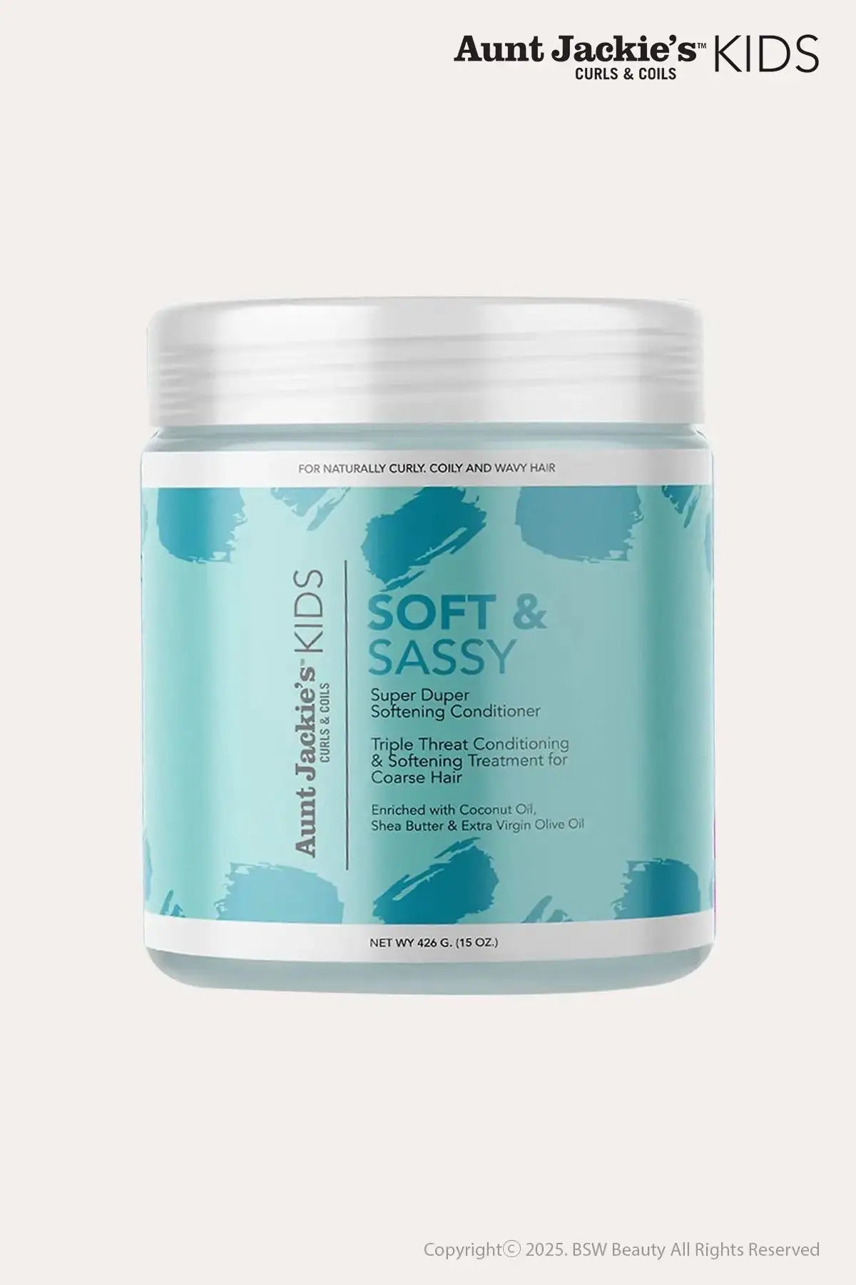Aunt Jackie's Soft & Sassy Super Duper Softening Conditioner 15oz - Best Deep Conditioner for Kids with Shea Butter, Sulfate and Paraben Free Conditioner for Naturally Curly, Coily and Wavy Hair