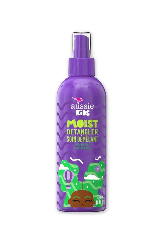 Aussie Kids Moist Moisturizing Leave In Spray for Hair 236mL - Sulfate and Paraben Free Detangler for Scalp Hair Care, Jojoba Oil Infused Spray Bottle