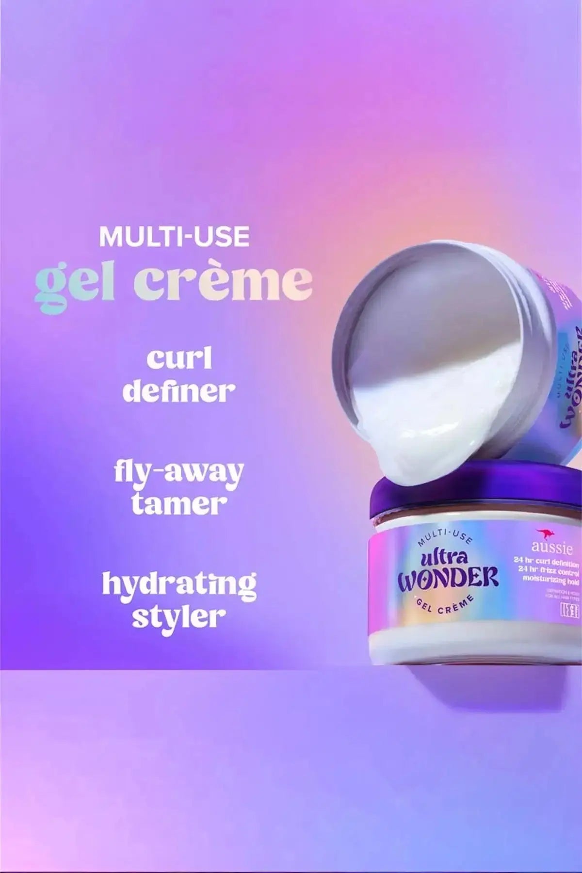 Aussie Ultra Wonder Slick Back Ponytail Gel - Use Daily to Define Curls or Set Slick Back Styles with Long Lasting Hold and Frizz Control