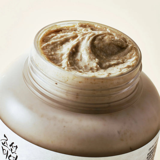 Close-up of the Ground Rice and Honey Glow Mask in the jar, acting as a Gentle Exfoliator for Sensitive Skin with natural ingredients.