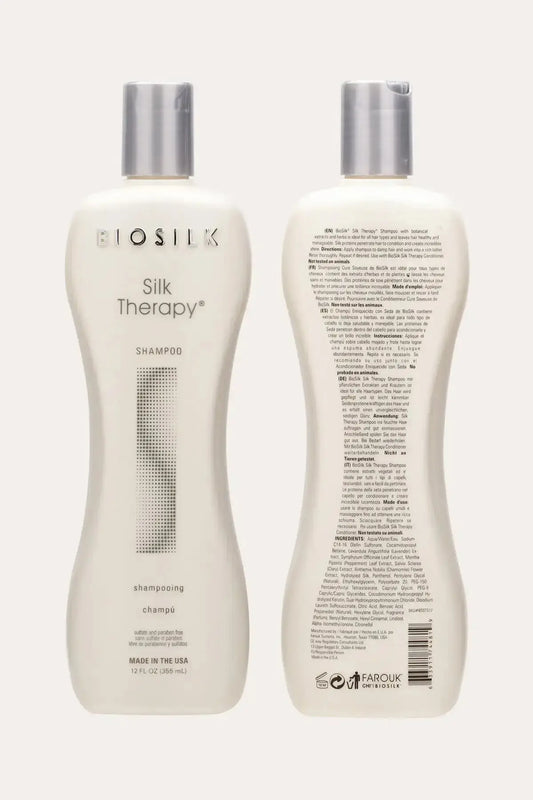 BioSilk Silk Therapy Best Silk Protein Shampoo 12 FL OZ (355 mL) - Professional Salon Shampoo, Gentle Daily Shampoo, Sulfate and Paraben Free, Made in USA, White Bottle with Silver Cap