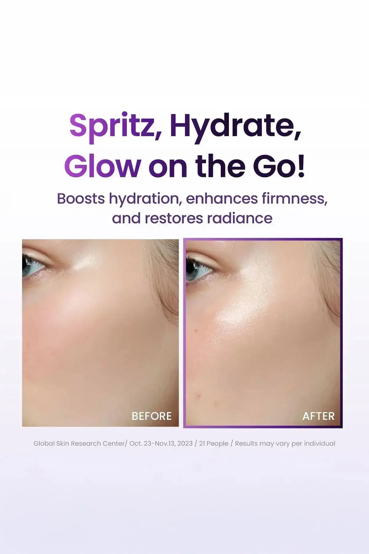 BOH Probioderm Hydrating Mist for Dry Skin - Spritz, Hydrate, Glow on the Go! Before and After Results, Boosts Hydration, Enhances Firmness, Restores Radiance, Global Skin Research Center Study Oct 23-Nov 13 2023
