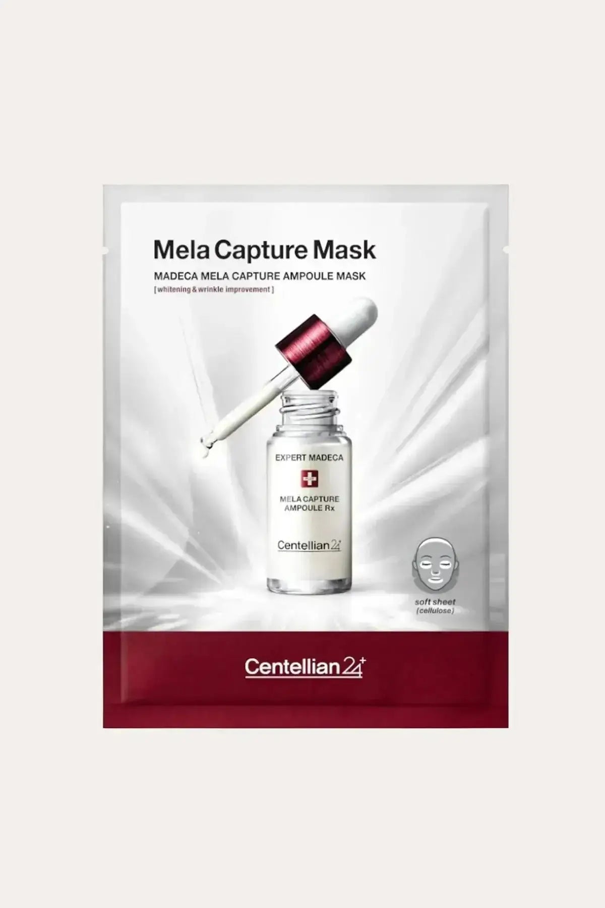 Centellian 24 Mela Capture Mask to Improve Uneven Skin Tone - Madeca Mela Capture Ampoule Mask, Best Korean Brightening Mask for Whitening & Wrinkle Improvement, Expert Madeca Mela Capture Ampoule 1%, Soft Sheet Cellulose, Home Aesthetic Treatment