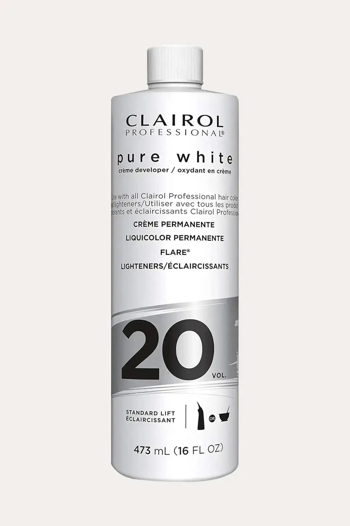 CLAIROL PROFESSIONAL Pure White 20 Vol Crème Developer 473mL – Professional Grade Hair Color oxidant for standard lift, compatible with permanent colour and lighteners, available in Canada