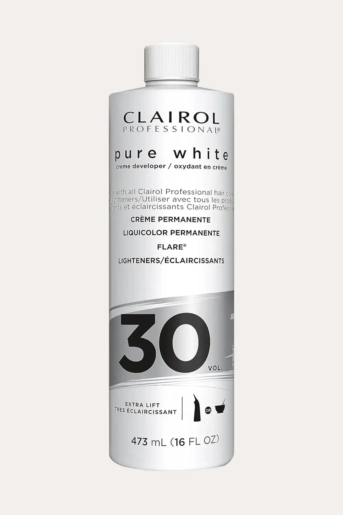 CLAIROL PROFESSIONAL Pure White 30 Vol Crème Developer 473mL – Professional Grade Hair Color oxidant for extra lift, compatible with permanent colour and lighteners, available in Canada