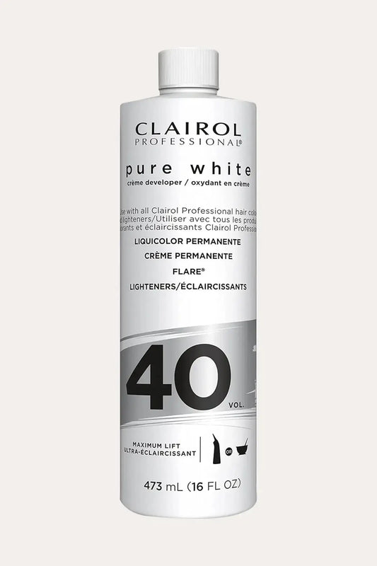 CLAIROL PROFESSIONAL Pure White 40 Vol Crème Developer 473mL – Professional Grade Hair Color oxidant for maximum lift, compatible with permanent colour and lighteners, available in Canada