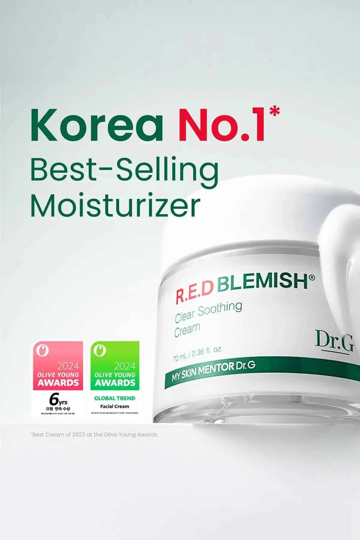 Korea's No.1 best-selling Moisturizer for Acne Prone Skin, winner of the 2024 Olive Young Awards for 6 consecutive years.