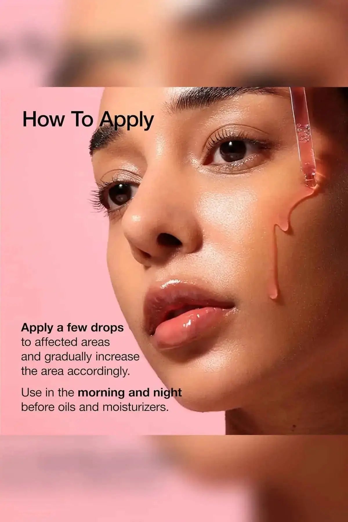 Guide on how to apply the 10 niacinamide serum to affected areas in the morning and night for best brightening results.