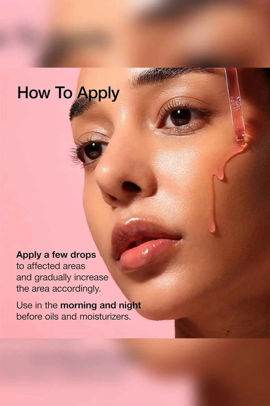 Guide on how to apply the 10 niacinamide serum to affected areas in the morning and night for best brightening results.