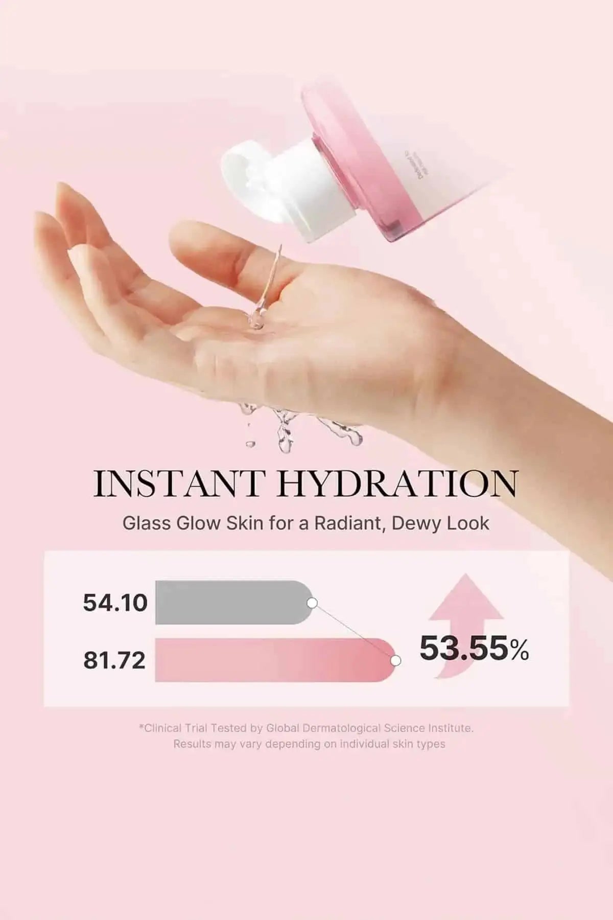 A shot of the toner pouring onto a hand, showing the lightweight texture of this simple soothing facial toner.