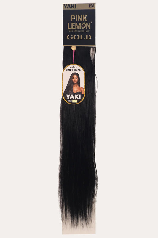 PINK LEMON GOLD 100% REMI HUMAN HAIR WEAVE - YAKI 22" PINK LEMON