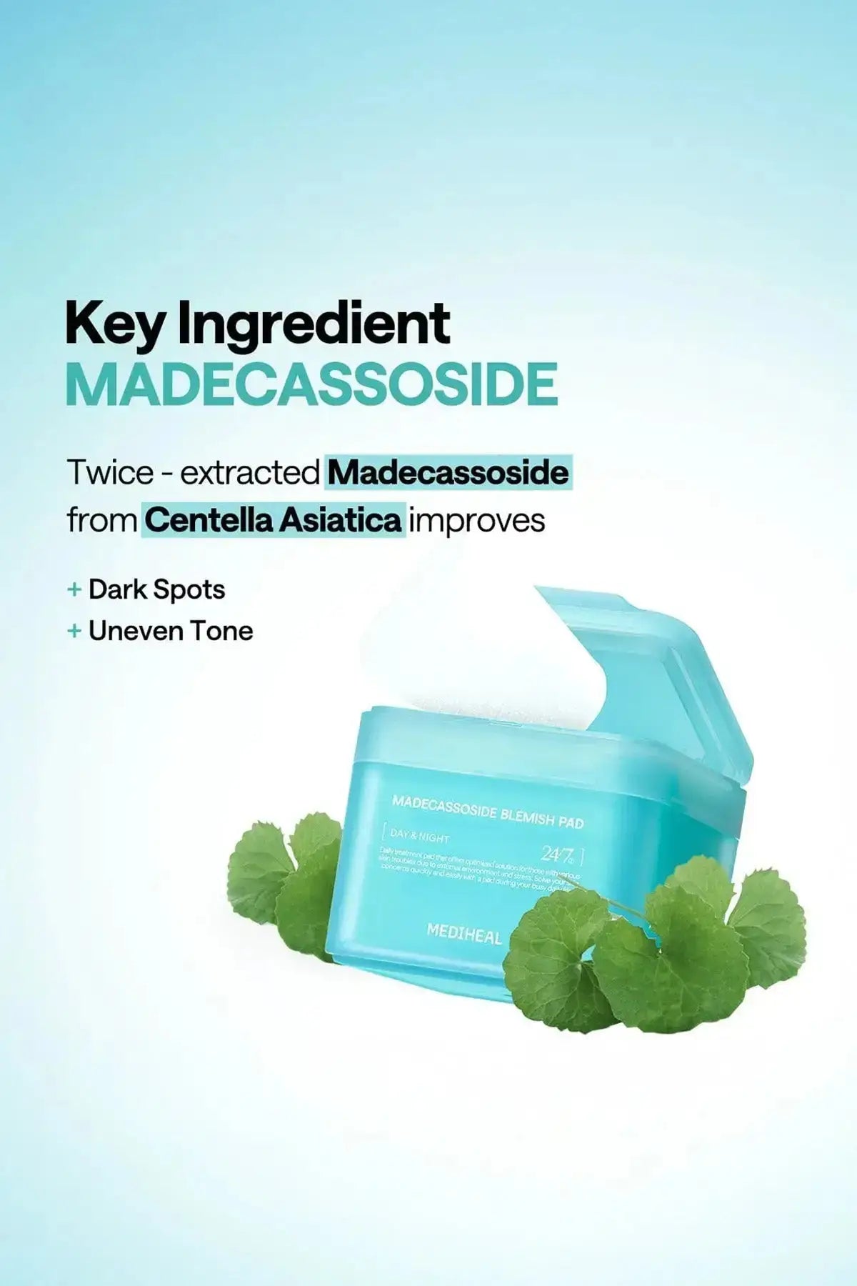 Infographic explaining the Liposome technology used to deliver Centella Asiatica and Madecassoside deep into the skin for maximum soothing effects.