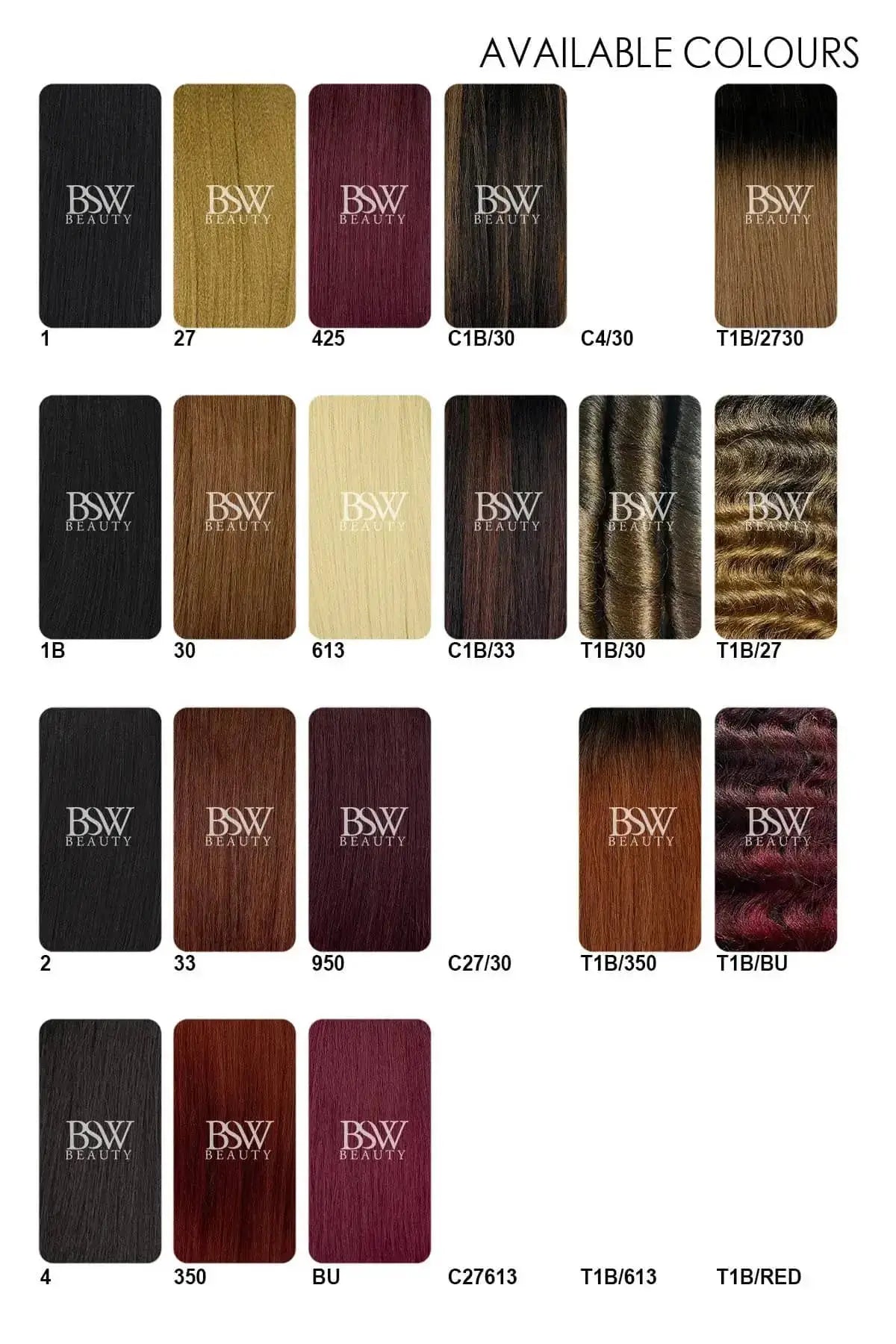 Color chart swatches for Outre Premium Purple Pack Yaki Human Hair Weave showing available colors like 1B, 27, 30 and ombre shades