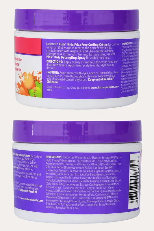 Back label of the Lightweight Curling Cream highlighting its use for Wash and Go Hair styles, enriched with Argan Oil and Shea Butter for long-lasting definition.