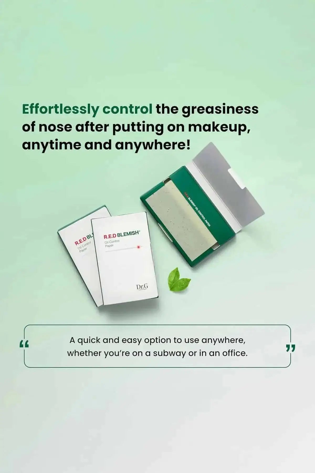Slim compact blotting paper designed to effortlessly control T-Zone Oil anytime and anywhere, even over makeup.