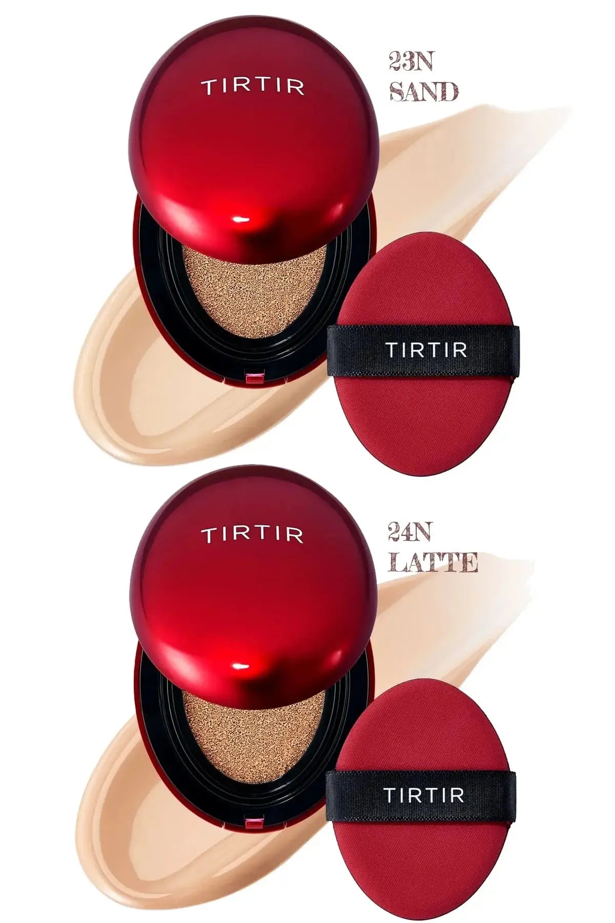 TIRTIR Cushion foundation in medium shades 23N Sand and 24N Latte.