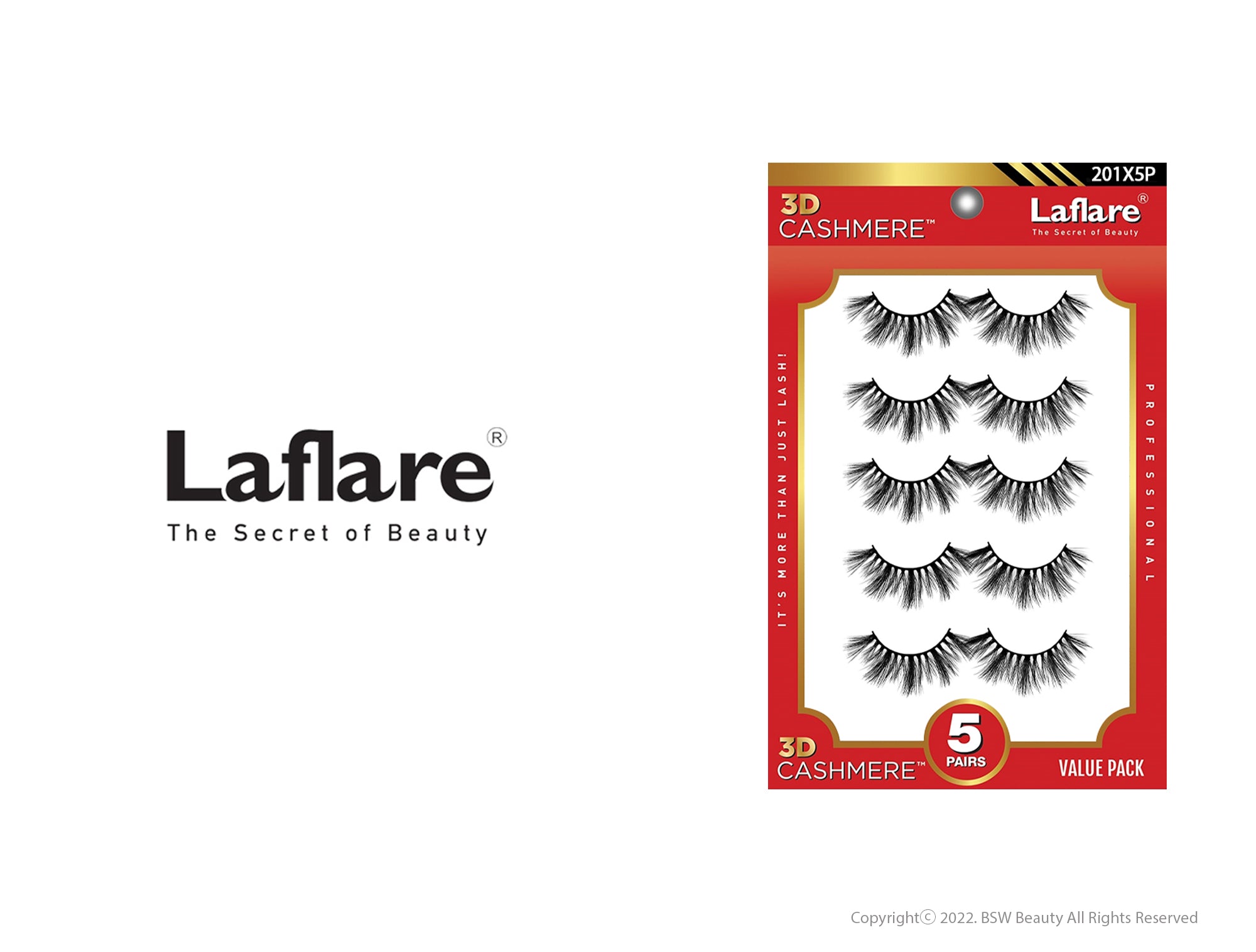 LAFLARE 3D CASHMERE LASHES_5 PAIRS VALUE PACK - 201 X 5 PAIRS