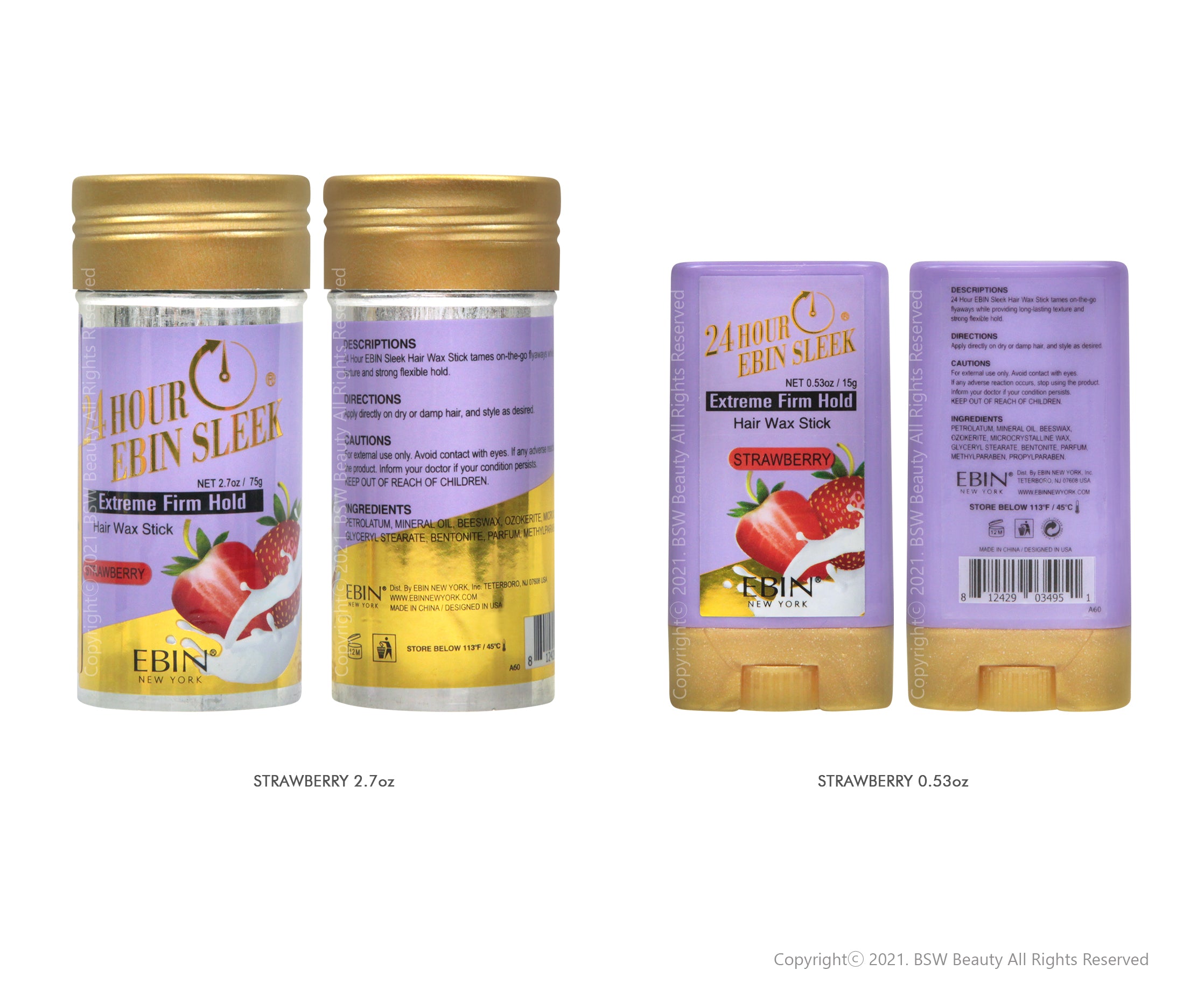 EBIN NEW YORK 24 HOUR EBIN SLEEK HAIR WAX STICK STRAWBERRY