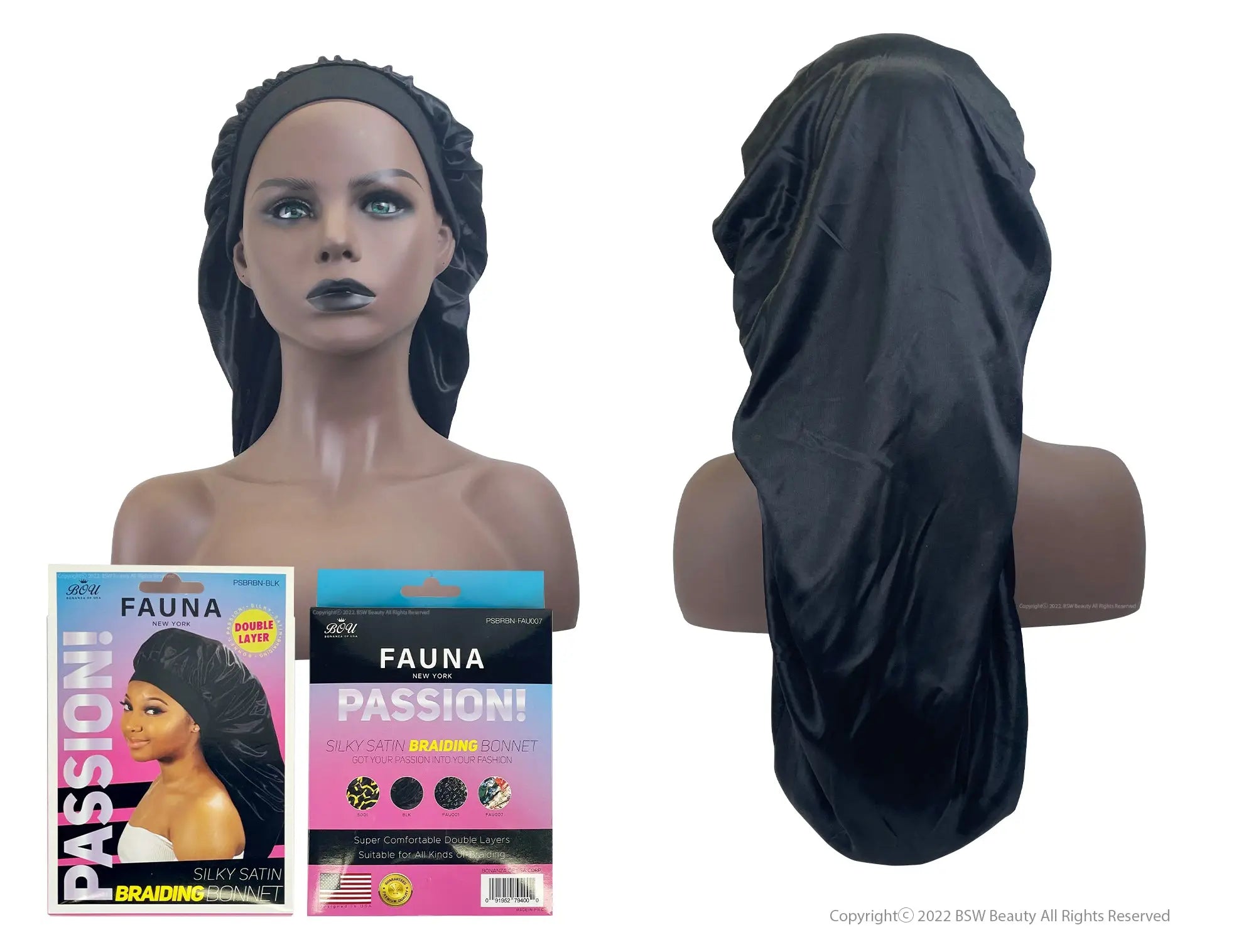 BOU FAUNA NEW YORK PASSION SILKY SATIN BRAIDING BONNET - BSW BEAUTY CANADA