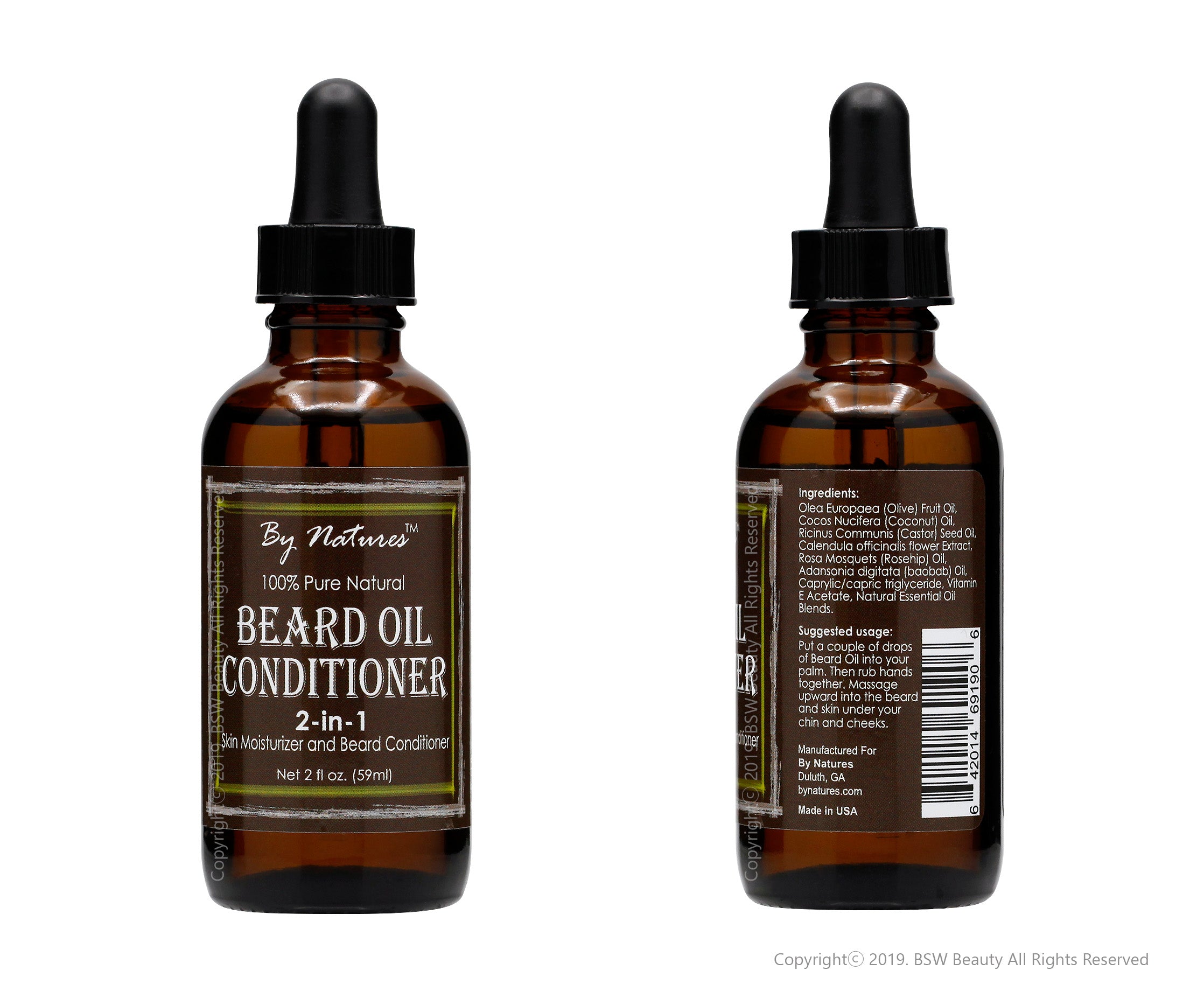 BY NATURES BEARD OIL CONDITIONER 2-IN-1 2oz