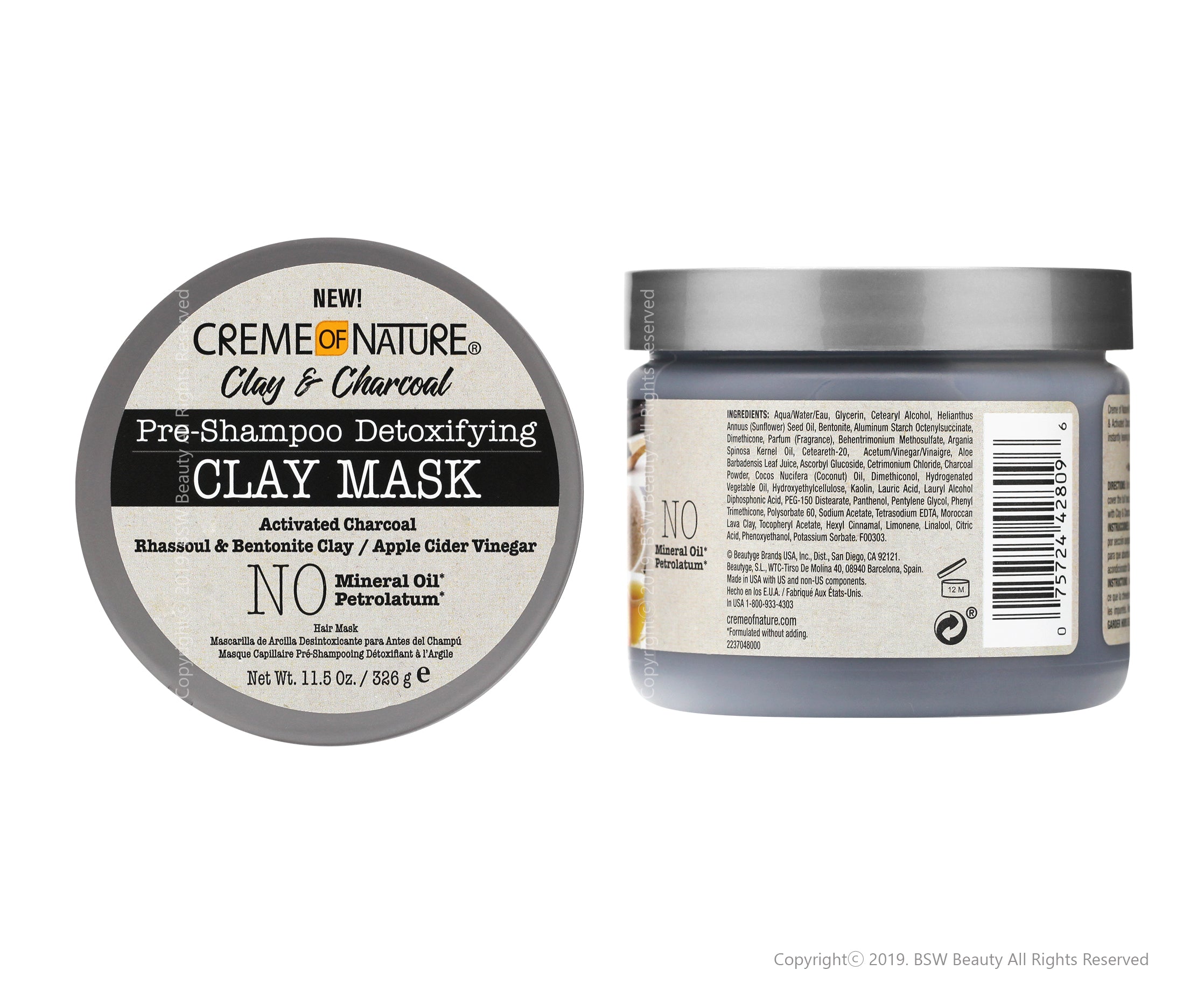 CREME OF NATURE CLAY & CHARCOAL CLAY MASK 11.5oz