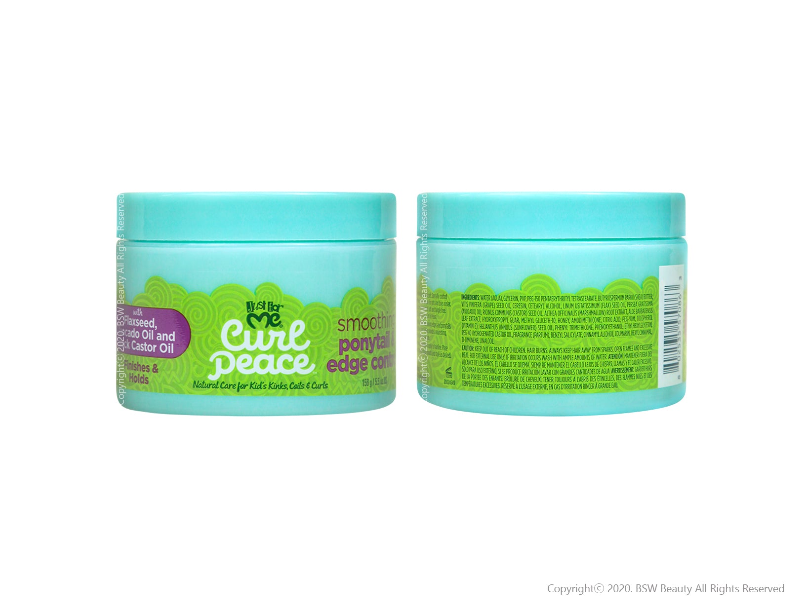  Just For Me Curl Peace Smoothing Ponytail & Edge Control -  Finishes & Holds, Contains Flaxseed, Avocado Oil & Black Castor Oil, 5 oz :  Beauty & Personal Care