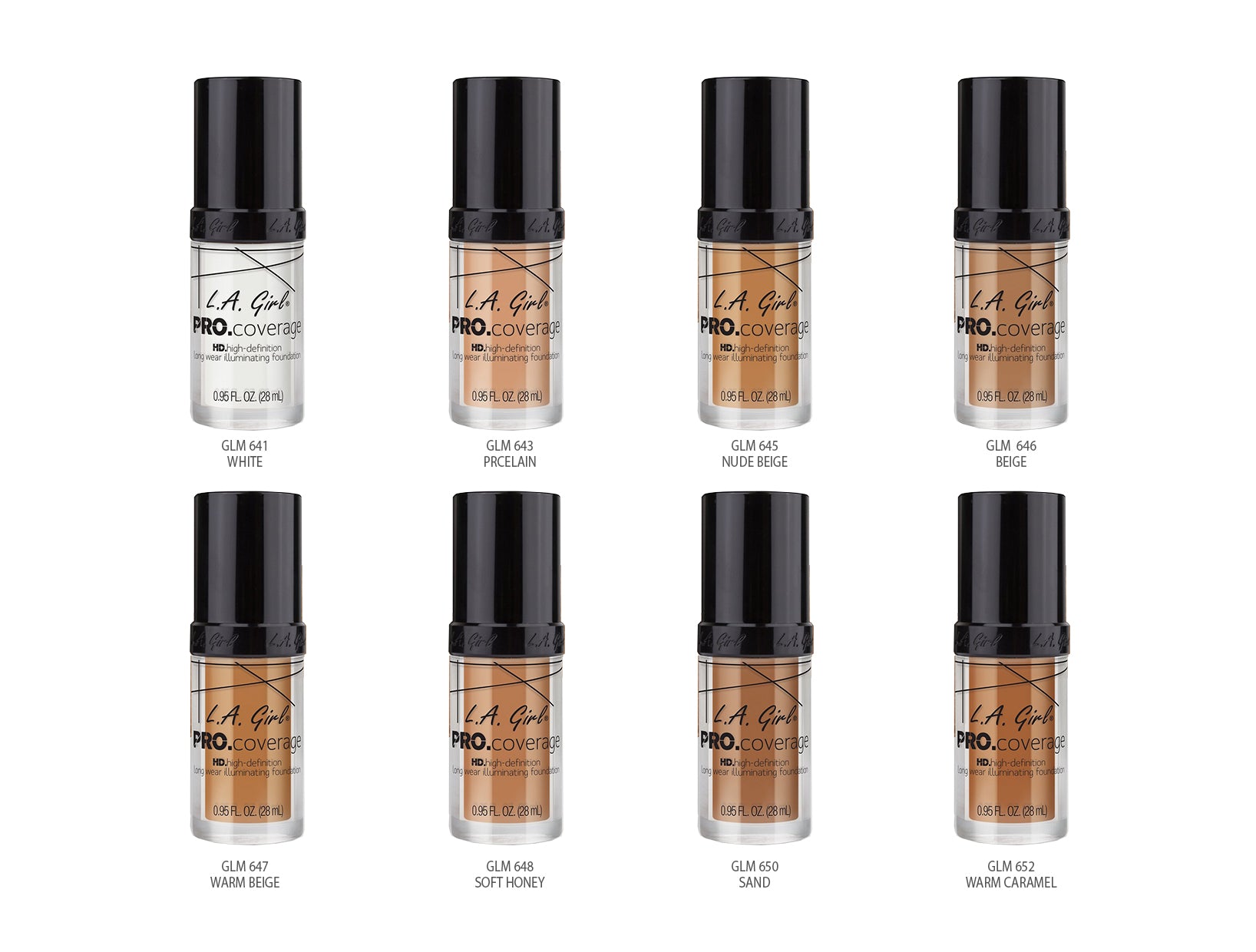 [4 PACK] L.A.Girl HD Pro Coverage Illuminating Foundation-GLM641 White High  Def