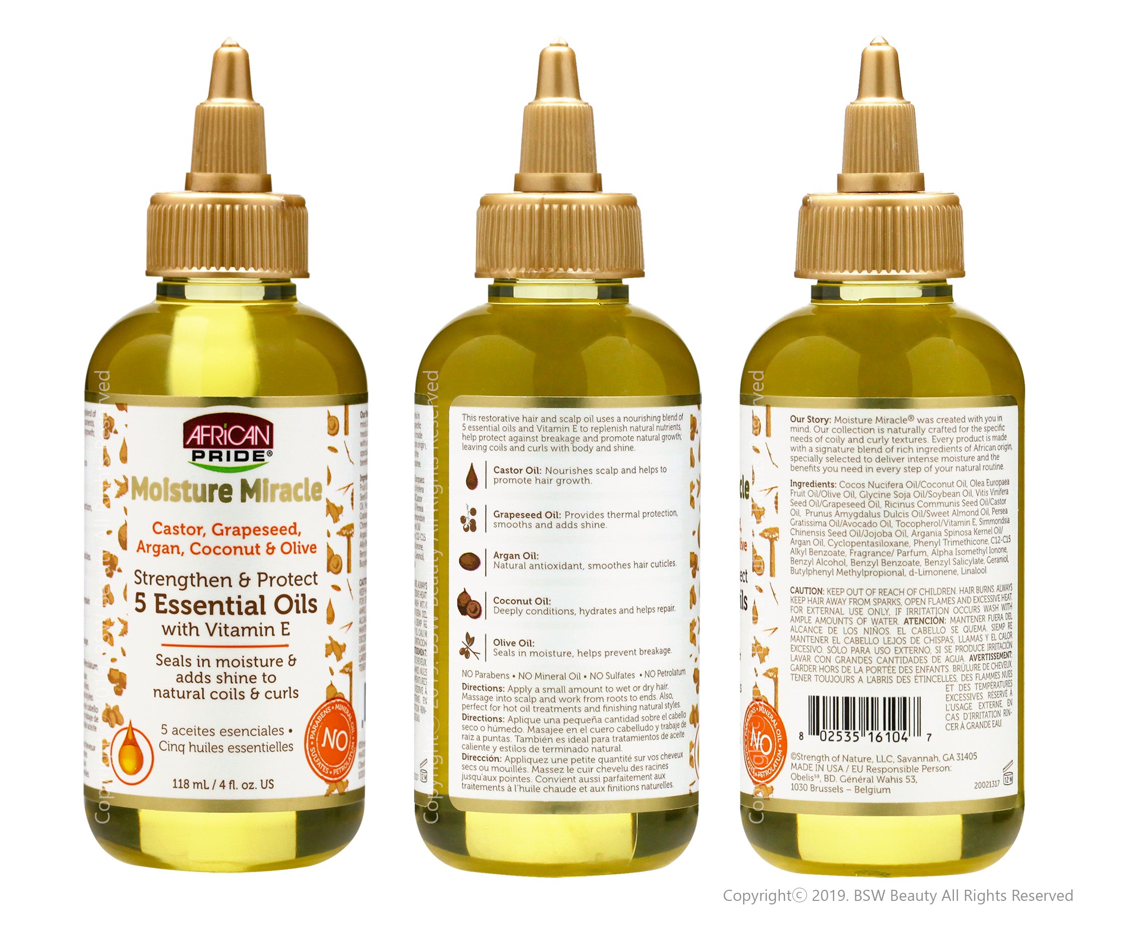 AFRICAN PRIDE MOISTURE MIRACLE STRENGTHEN & PROTECT 5 ESSENTIAL OILS 4oz